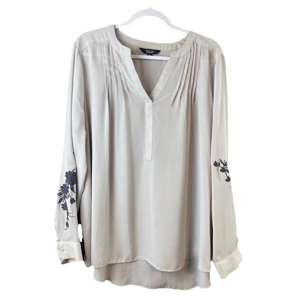 Simply Vera Verawang‎ Blouse Women Gray Long Sleeve Polyester SIZE 3X